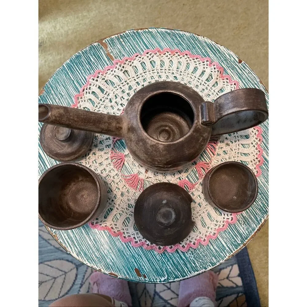 Yixing Zisha Wood Fired Clay Tea Pot w/Sugar Bowl and Cup